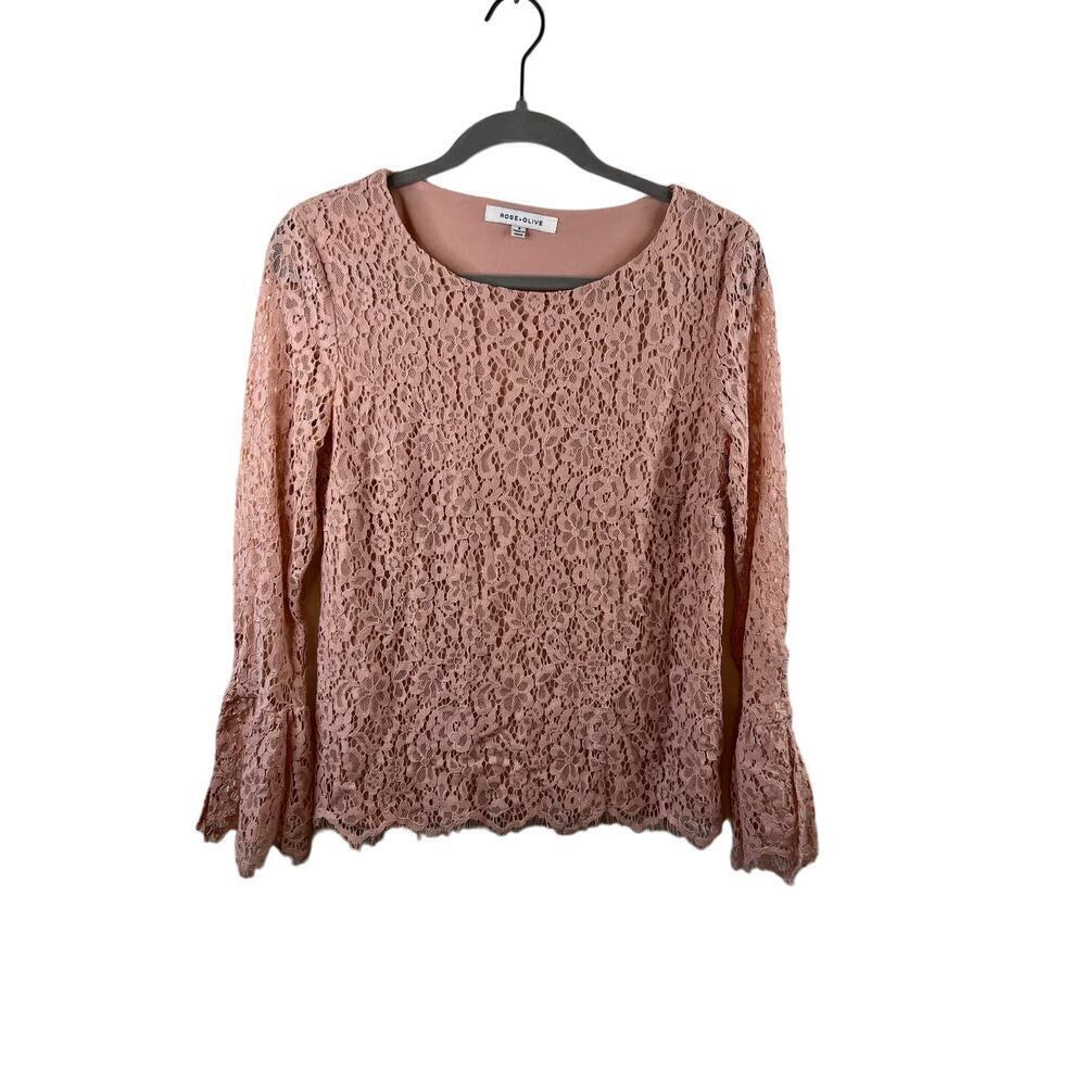 Rose + Olive Women's Pink Lace Blouse Size Small